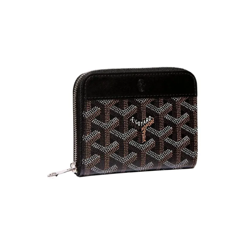 GOYARD MATIGNON Canvas With Leather Wallet Small Size Unisex Black-0