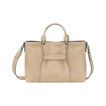 LONGCHAMP 3D Calfskin With Sheepskin Trim Shoulder Bag Crossbody Bag Handbag Medium Size Women's Beige