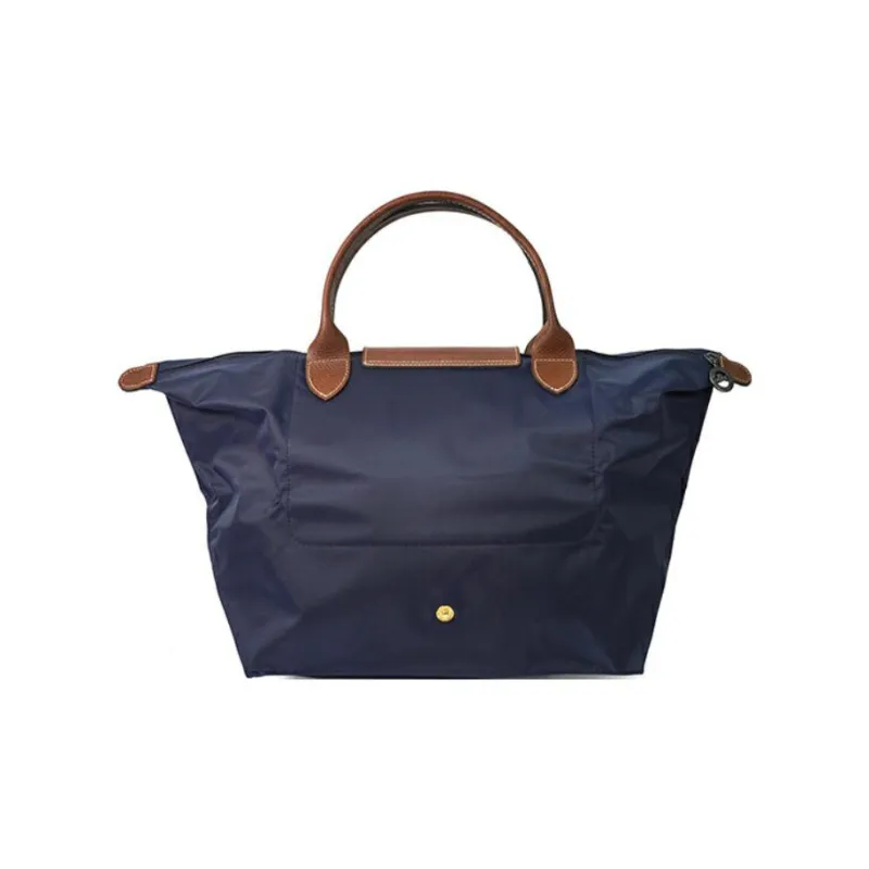 LONGCHAMP Le Pliage Recycled Polyamide Canvas With Cow Leather Dumpling Bag Handbag Medium Size Women's Sea Blue-1