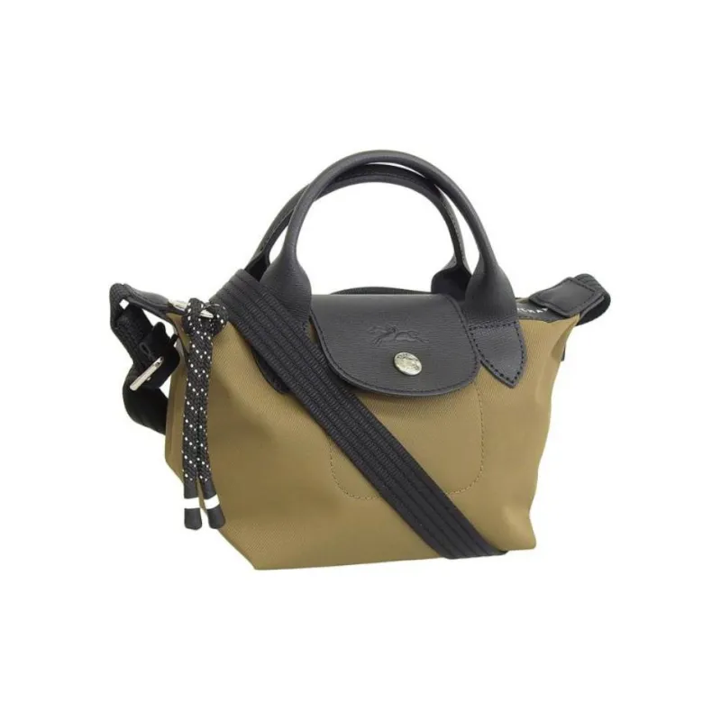 LONGCHAMP Le Pliage Energy Recycled Canvas With Cow Leather Handbag Mini Women's Khaki Green-1