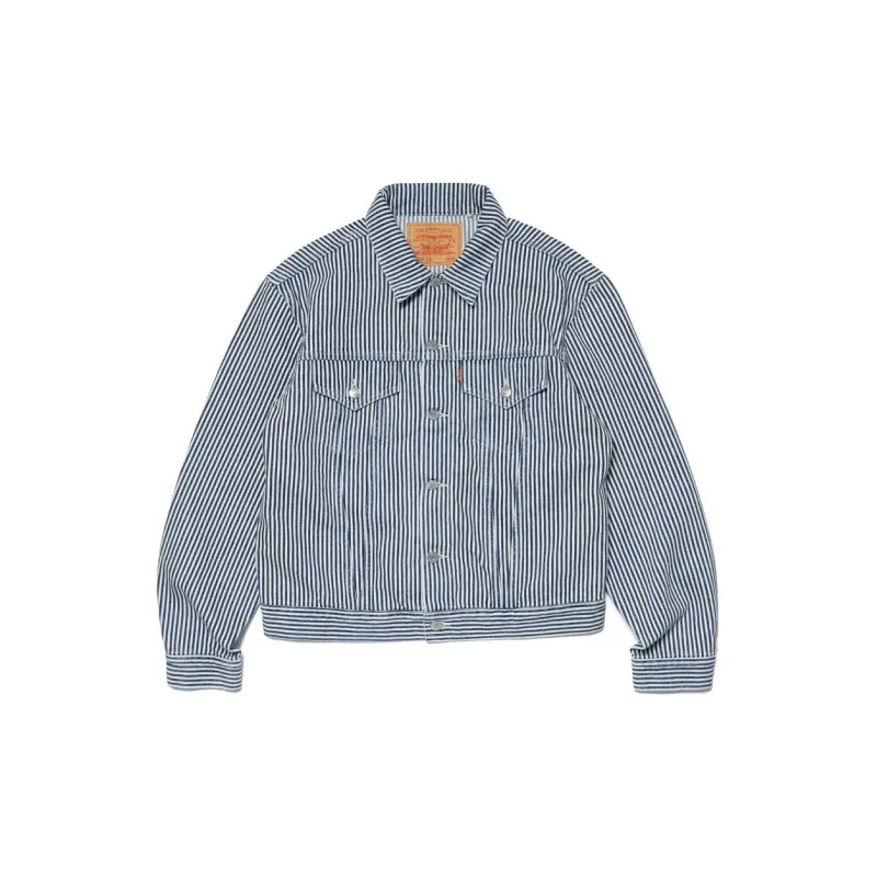 Levis X Nigo 557XX Hickory Stripe Trucker Jacket Indigo - POIZON