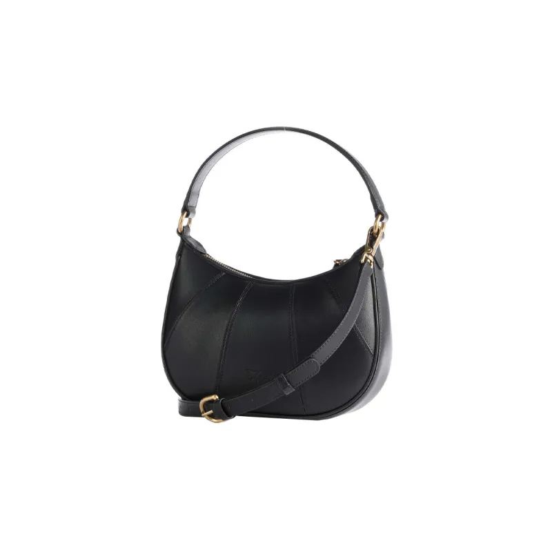 PINKO SIMPLY Cow Leather Half Moon Bag Mahjong Bag Handbag Shoulder Bag Crossbody Bag Mini Women's Black-2