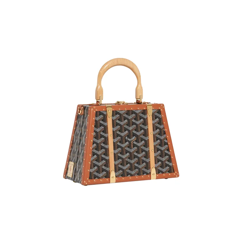 GOYARD Saigon Canvas With Calfskin Hard Case Handbag Mini Unisex Brown-1