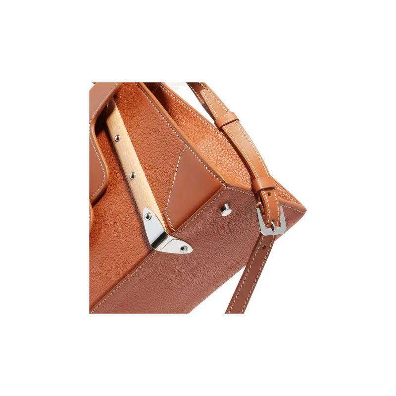 GOYARD Saigon Crumbsie Leather With Decise Bullhide Shoulder Bag Crossbody Bag Handbag Small Size Unisex Brown-4