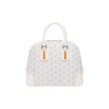 GOYARD Vendôme Canvas With Calfskin Dome Bag Handbag, Shoulder Bag Mini Women's White