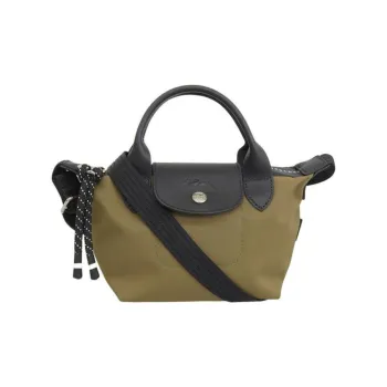 LONGCHAMP Le Pliage Energy Recycled Canvas With Cow Leather Handbag Mini Women's Khaki Green