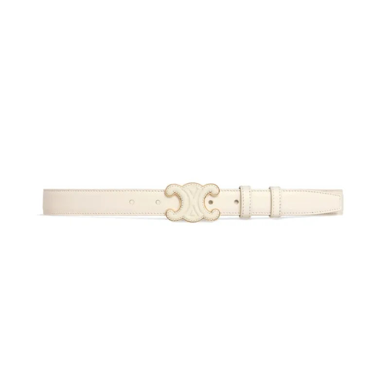 CELINE Leather Belts Women's White-0