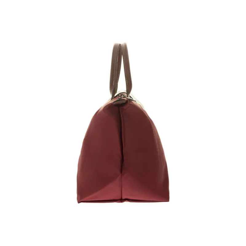 LONGCHAMP Le Pliage Canvas With Leather Handbag Medium Size Women's Red-3