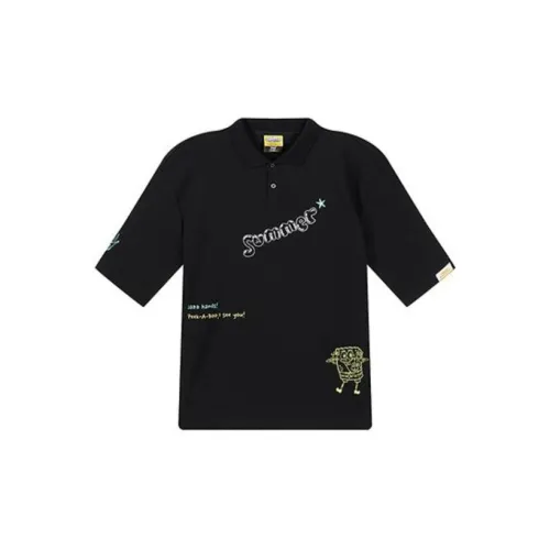 361° X SpongeBob SquarePants Co-branded Series Polo Shirts Unisex Super Black