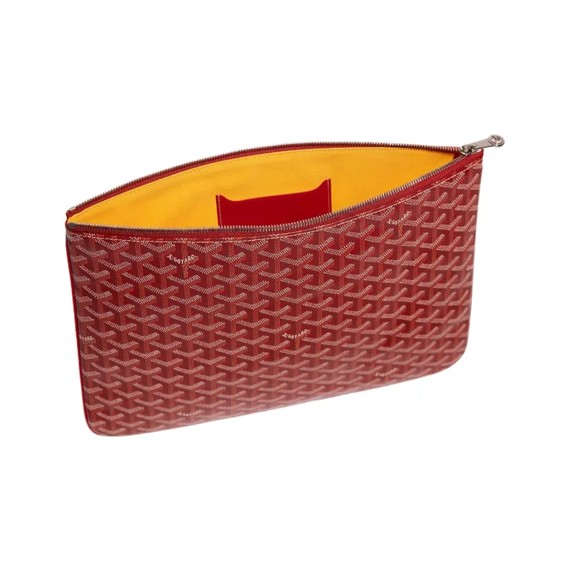GOYARD SENAT Canvas With Leather Wallet Toiletry Bag Clutch Unisex Red-1