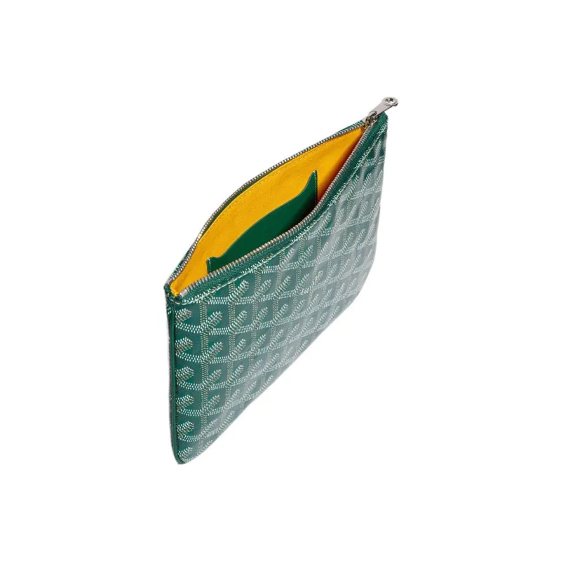 GOYARD SENAT Canvas With Leather Toiletry Bags Storage Bags Clutches Small Size Unisex Green-1