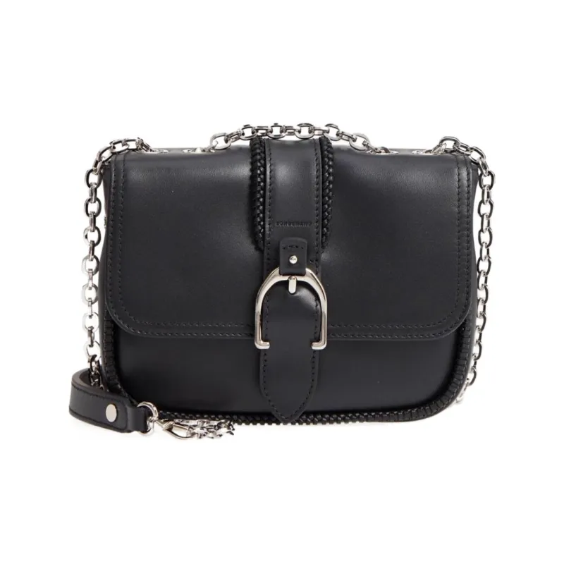 LONGCHAMP Cow Leather Handbag Shoulder Bag Crossbody Bag Regular Women's Black-1