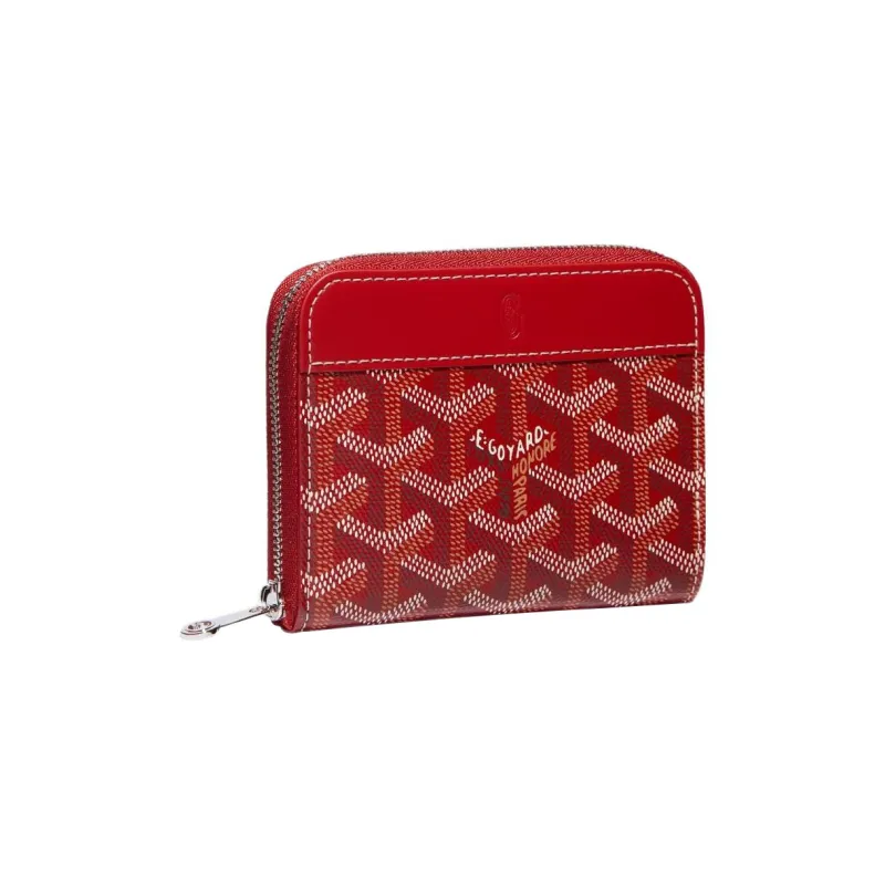 GOYARD MATIGNON Canvas With Leather Wallet Small Size Unisex Red-0