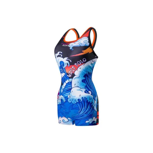 ZOKE One-Piece Swimsuits Women's Black/Orange/Blue Orchid