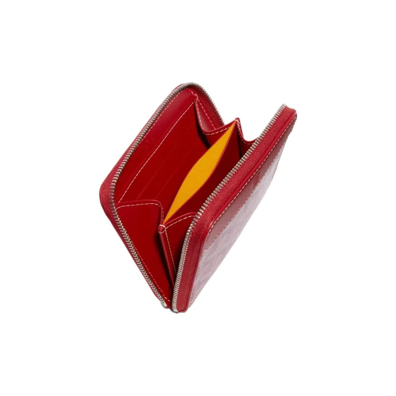 GOYARD MATIGNON Canvas With Leather Wallet Small Size Unisex Red-1