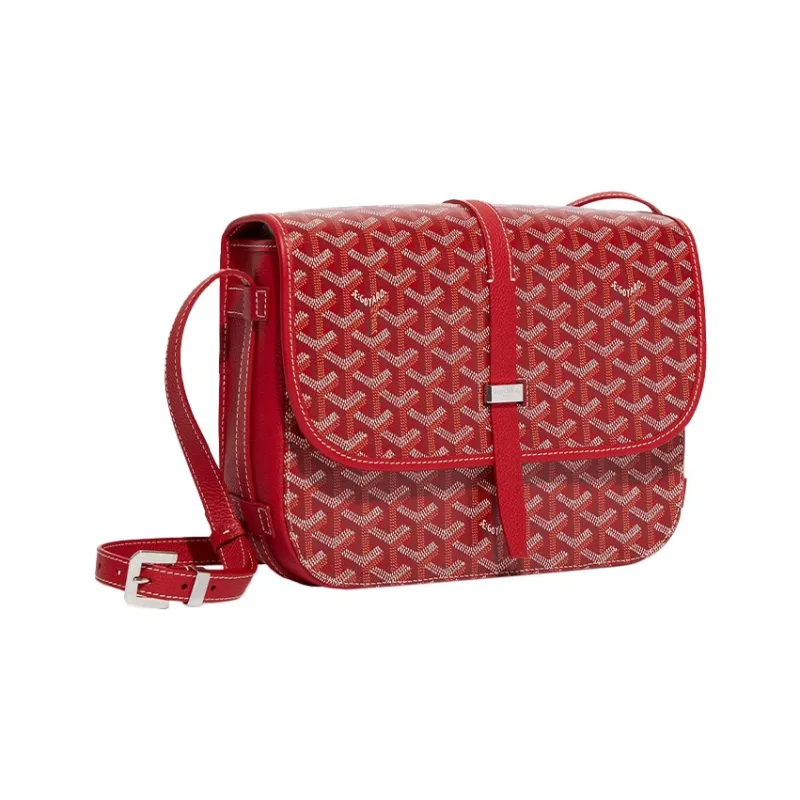 GOYARD Belvédère Canvas With Leather Crossbody Bags Shoulder Bags Unisex Red-0