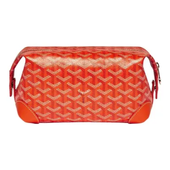 GOYARD Bowling Canvas With Leather Clutch Makeup Bag Unisex Orange