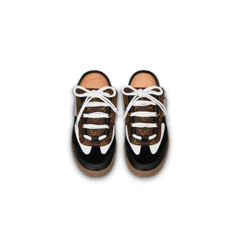 LOUIS VUITTON Lous Odor Resistant Slide Slippers Women's Black Gray Brown-4