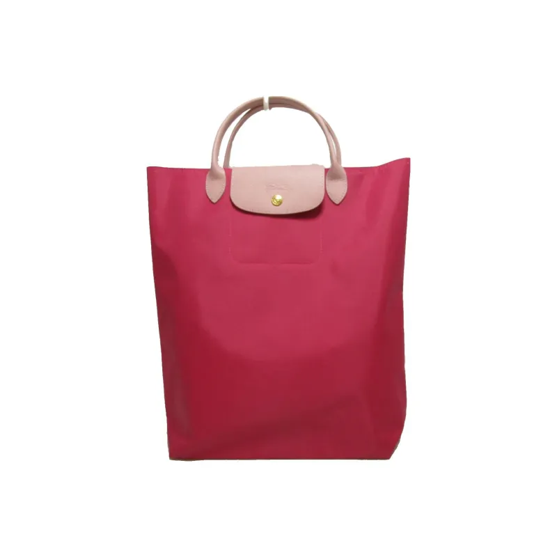 LONGCHAMP Le Pliage Cow Leather Canvas Shoulder Bag Crossbody Bag Handbag Women's Peach Pink & Purple-0