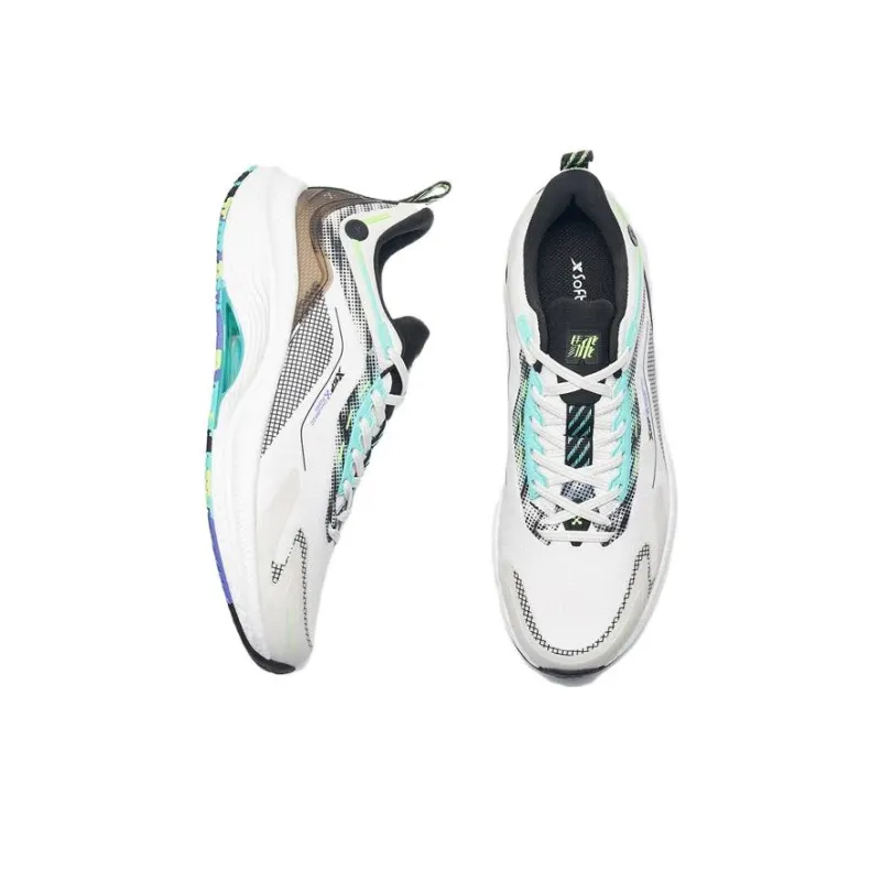 XTEP Leap 2.0 Anti Slip And Wear Resistant Breathable Low Top Running Shoes Men's White Black Green-4