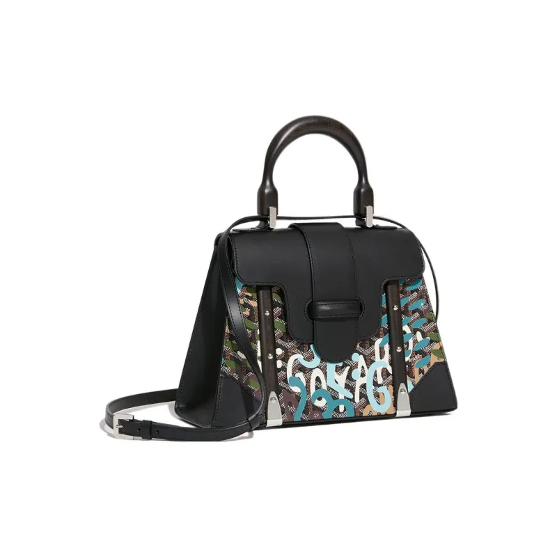 GOYARD Saigon Canvas With Leather Shoulder Bag Crossbody Bag Handbag Small Size Women's Black/Blue-1
