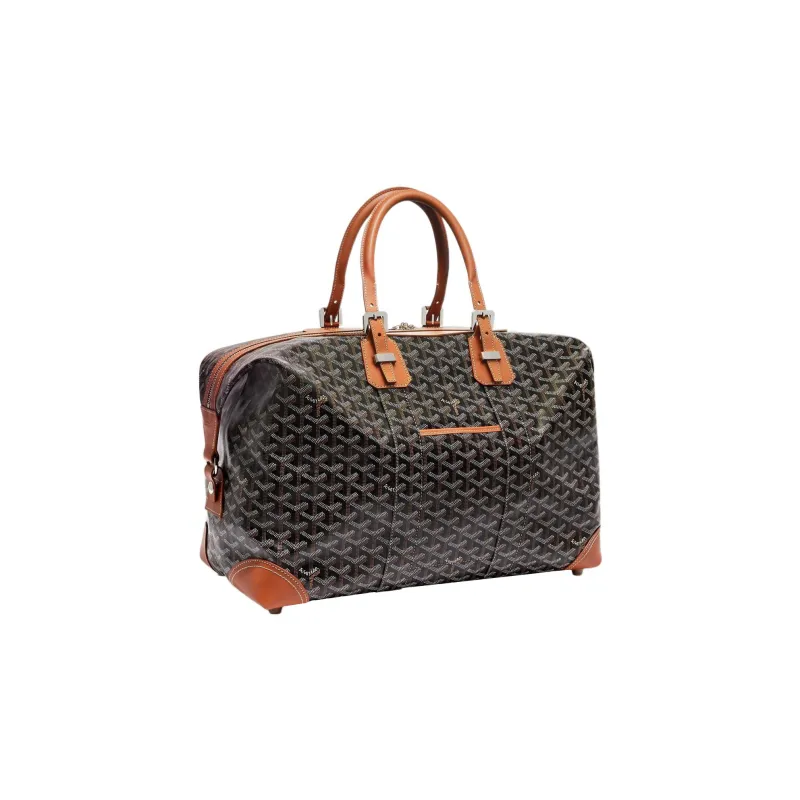 GOYARD Bowling Canvas With Leather Shoulder Bag, Crossbody Bag, Handbag, Travel Bag Unisex Brown-0