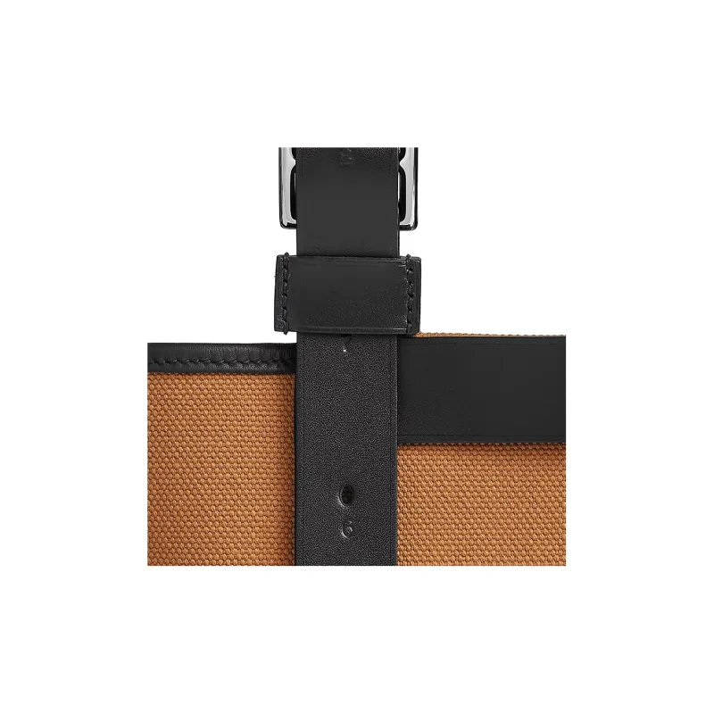 HERMES Etriviere Pocket Goeland Canvas With Hunter Leather And Swift Calfskin Canvas Bag Handbags Men's Gold/Black-3