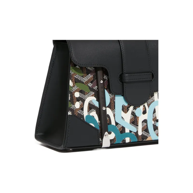 GOYARD Saigon Canvas With Leather Shoulder Bag Crossbody Bag Handbag Mini Women's Black/Blue-4