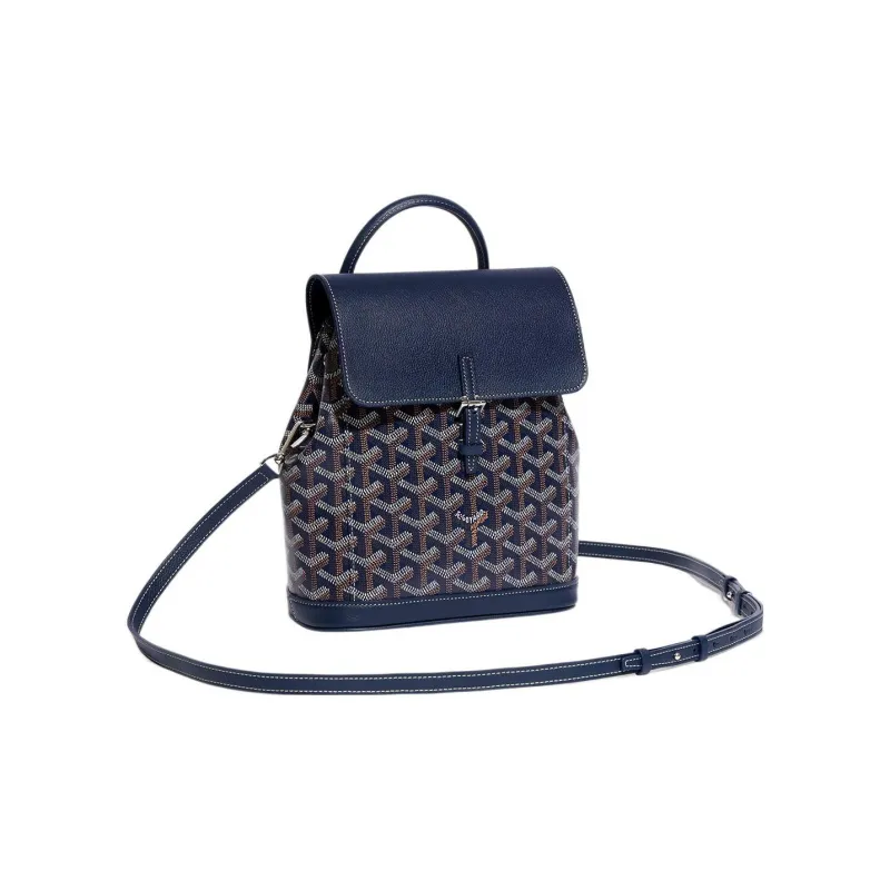 GOYARD Alpin Canvas With Leather Backpack Mini Unisex Marine Blue-2