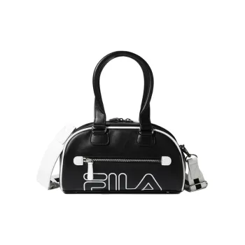 FILA Leather Bowling Bag, Shoulder Bag, Crossbody Bag, Handbag Regular Unisex Black