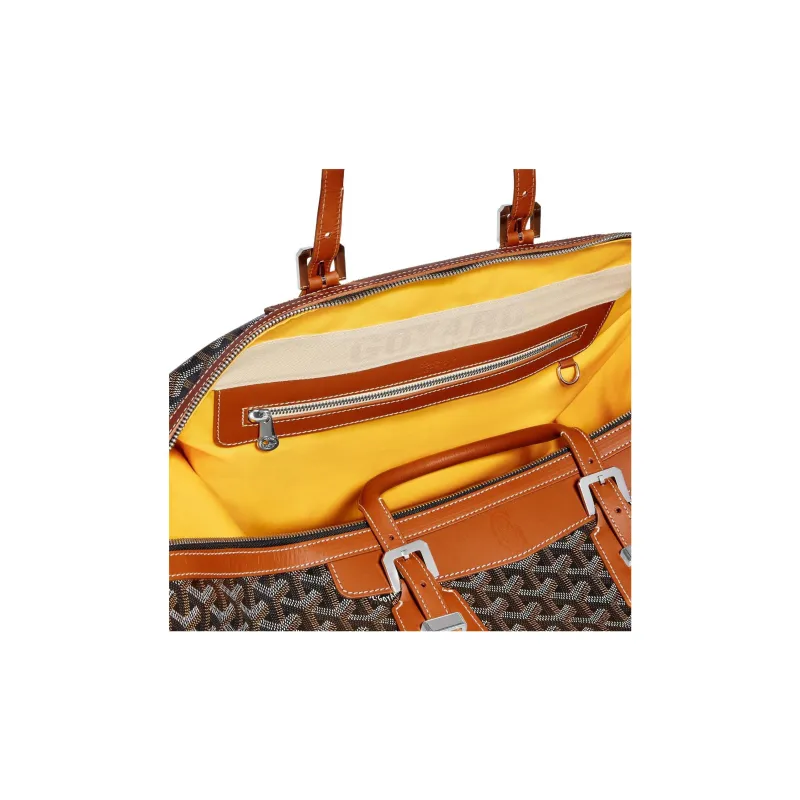 GOYARD Bowling Canvas With Leather Shoulder Bag, Crossbody Bag, Handbag, Travel Bag Unisex Brown-1