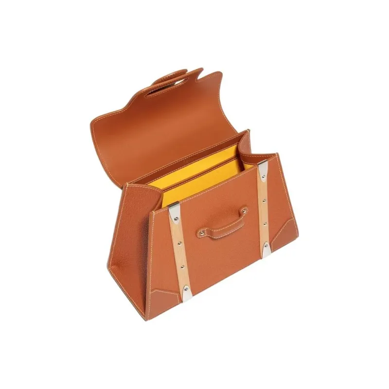 GOYARD Saigon Crumbsie Leather With Decise Bullhide Shoulder Bag Crossbody Bag Handbag Small Size Unisex Brown-3