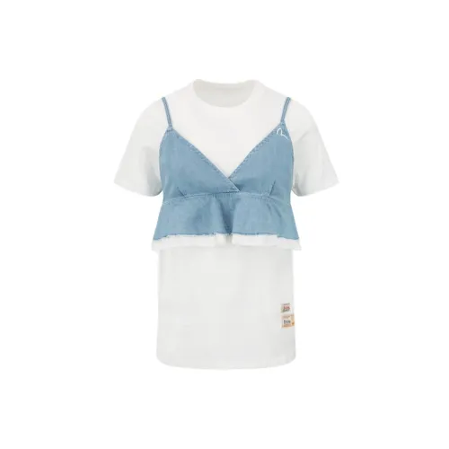 EVISU T-Shirts Women's White/Denim Blue