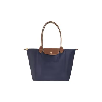LONGCHAMP Le Pliage Canvas With Leather Canvas Bag Dumpling Bag Handbag Shoulder Bag Large Size Women's Navy