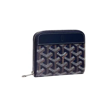 GOYARD MATIGNON Canvas With Leather Wallet Small Size Unisex Marine Blue