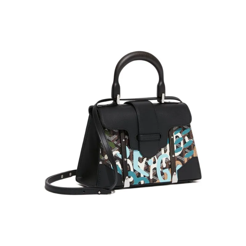 GOYARD Saigon Canvas With Leather Shoulder Bag Crossbody Bag Handbag Mini Women's Black/Blue-1