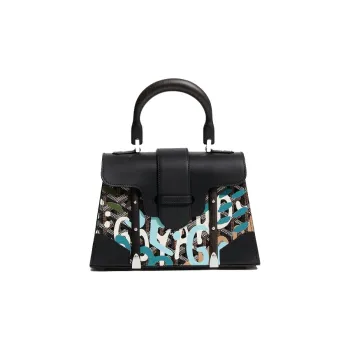 GOYARD Saigon Canvas With Leather Shoulder Bag Crossbody Bag Handbag Mini Women's Black/Blue