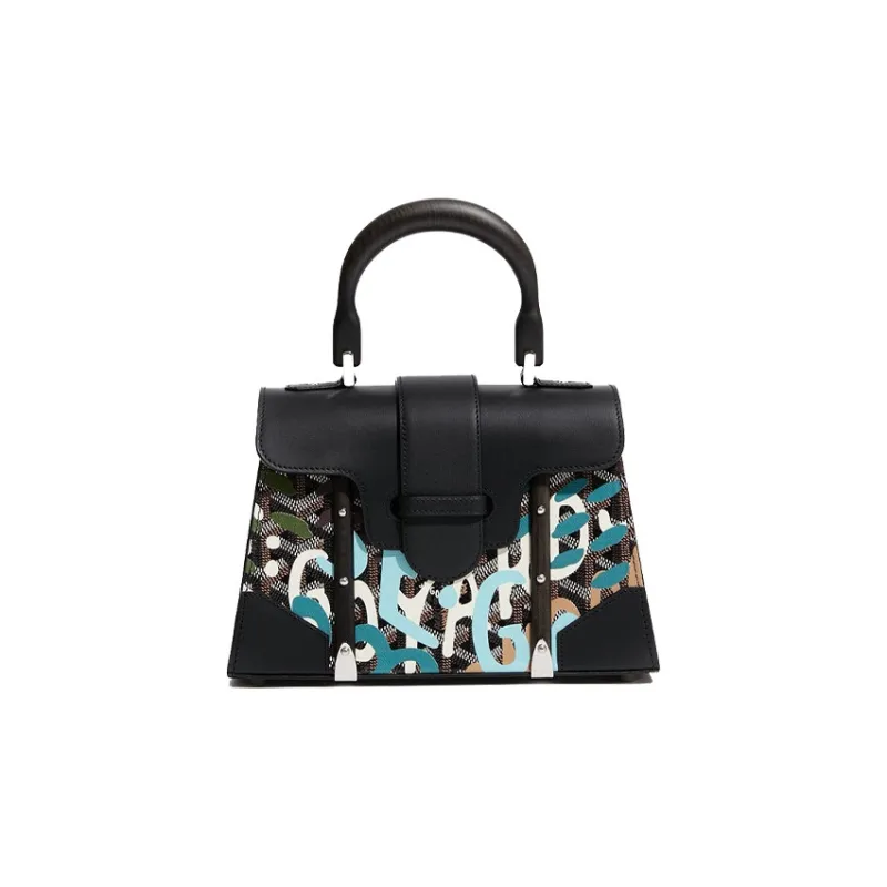 GOYARD Saigon Canvas With Leather Shoulder Bag Crossbody Bag Handbag Mini Women's Black/Blue-0