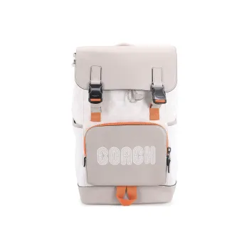 COACH Track Cow Leather Backpack Medium Size Men's Chalk White Multicolor