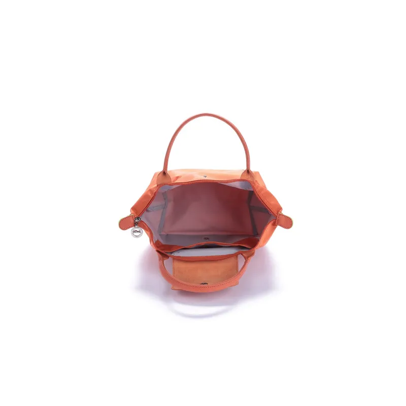 LONGCHAMP Le Pliage Green Cow Leather Trim Dumpling Bag Handbags Small Size Women's Orange-5