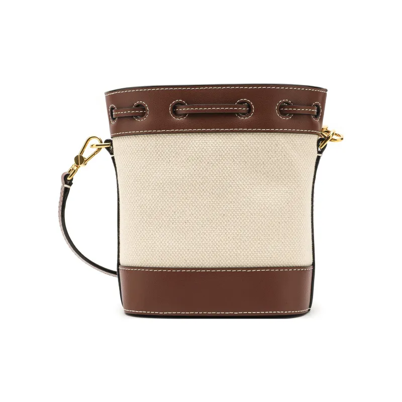 BALLY Cotton With Cow Leather Bucket Bag Crossbody Bag Extra Small Women's Ecru-2