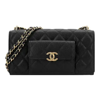 CHANEL WOC Cow Leather 2-in-1 Wealth Bag Shoulder Bag Crossbody Bag Regular Women's Black
