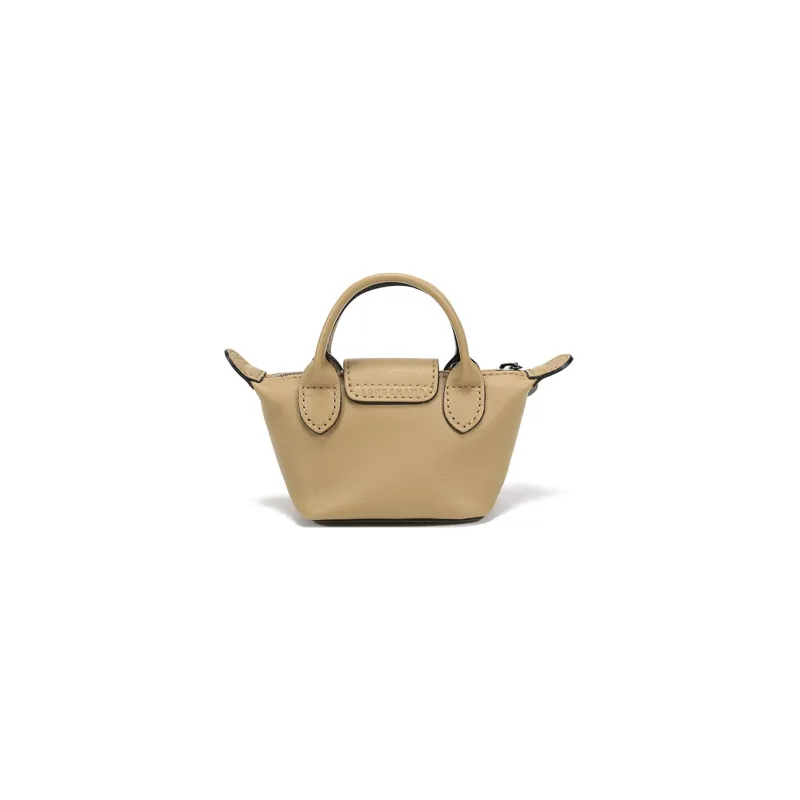 LONGCHAMP Le Pliage Cuir Sheepskin Portable Crossbody Bag, Shoulder Bag Women's Khaki-3