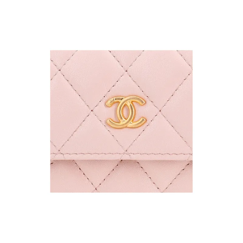 CHANEL Sheepskin Coin Purse, Fanny Pack, Shoulder Bag, Crossbody Bag Women's Pink-4