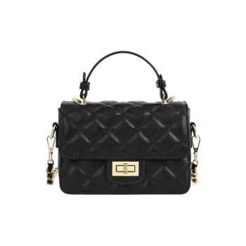 SURELAPTOP PU Small Square Bag Shoulder Bag Crossbody Bag Handbag Regular Women's Black/Ecru