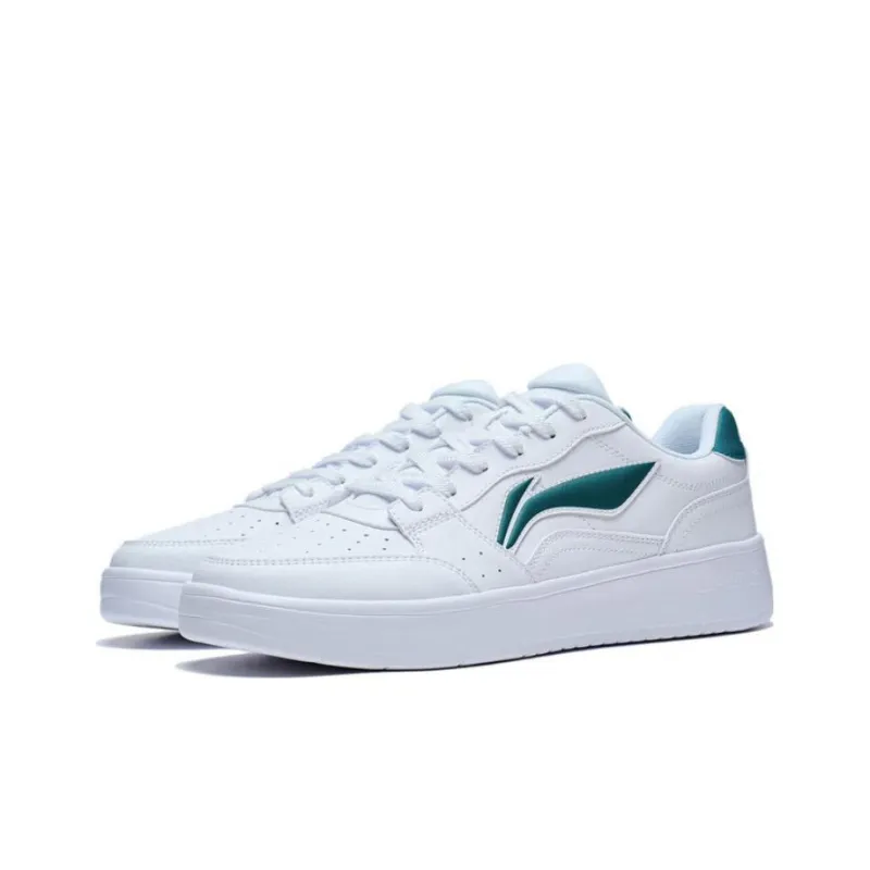 LiNing Acer Truncatum Slip-Resistant Cushioning Wear-Resistant Low-Top Skateboard Shoes Men's White Green-2