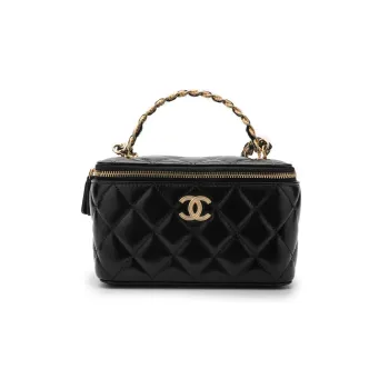 CHANEL Sheepskin Portable One Shoulder Crossbody Clutch Regular Women's Black