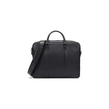 LONGCHAMP Le Foulonné Cow Leather Laptop Bag, Briefcase, One Shoulder Handbag Regular Men's Black