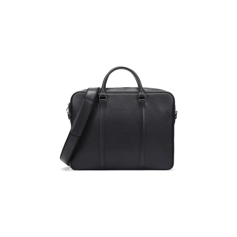 LONGCHAMP Le Foulonné Cow Leather Laptop Bag, Briefcase, One Shoulder Handbag Regular Men's Black-0
