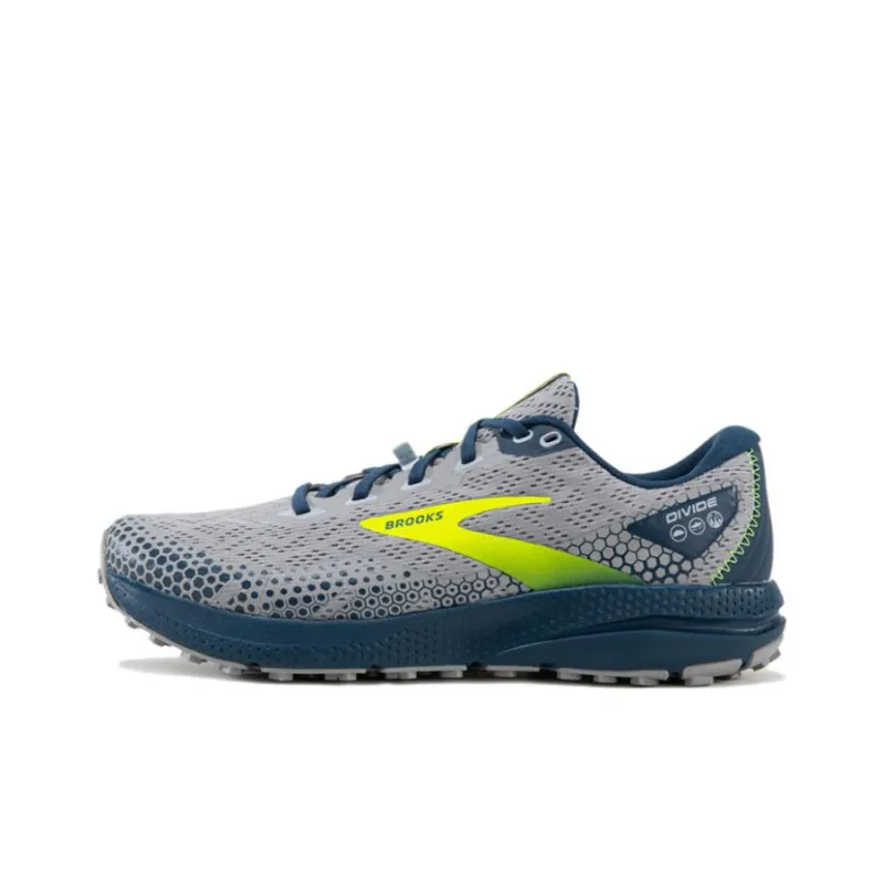 Brooks Anti-Slip Wear-Resistant Low-Top Running Shoes Men's Gray Blue Yellow-0
